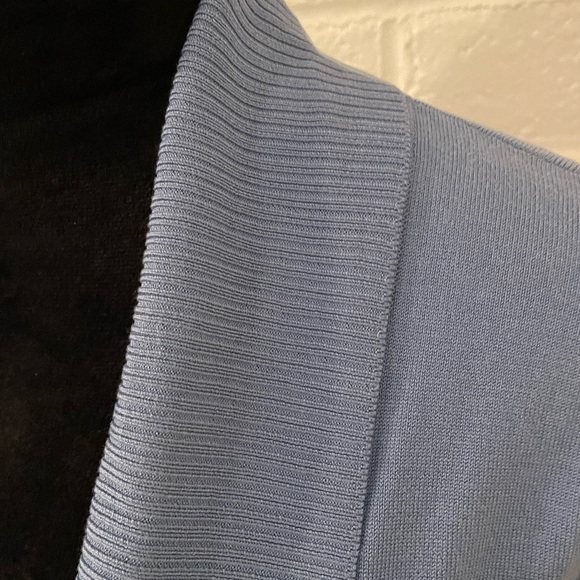 Chaus short sleeve open front cardigan, shawl collar, light blue, size L - Picture 3 of 9